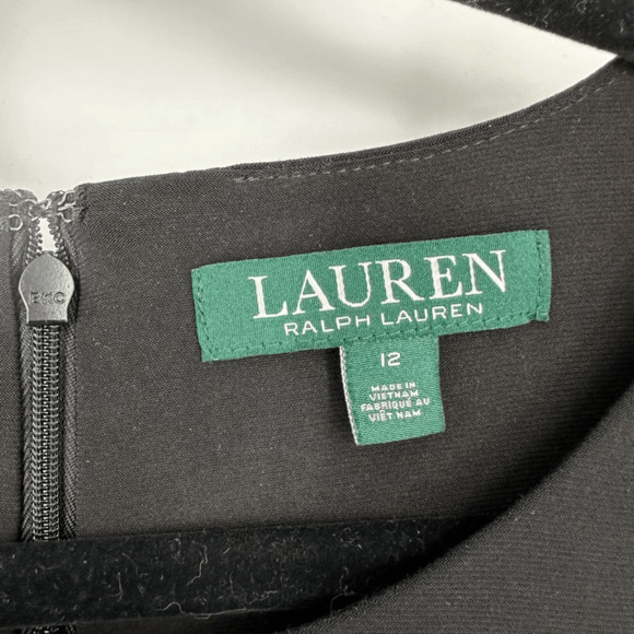 Ralph Lauren Womens 12 Jersey Dress A-Line Black Floral Round Neck Short Sleeve - Picture 3 of 8